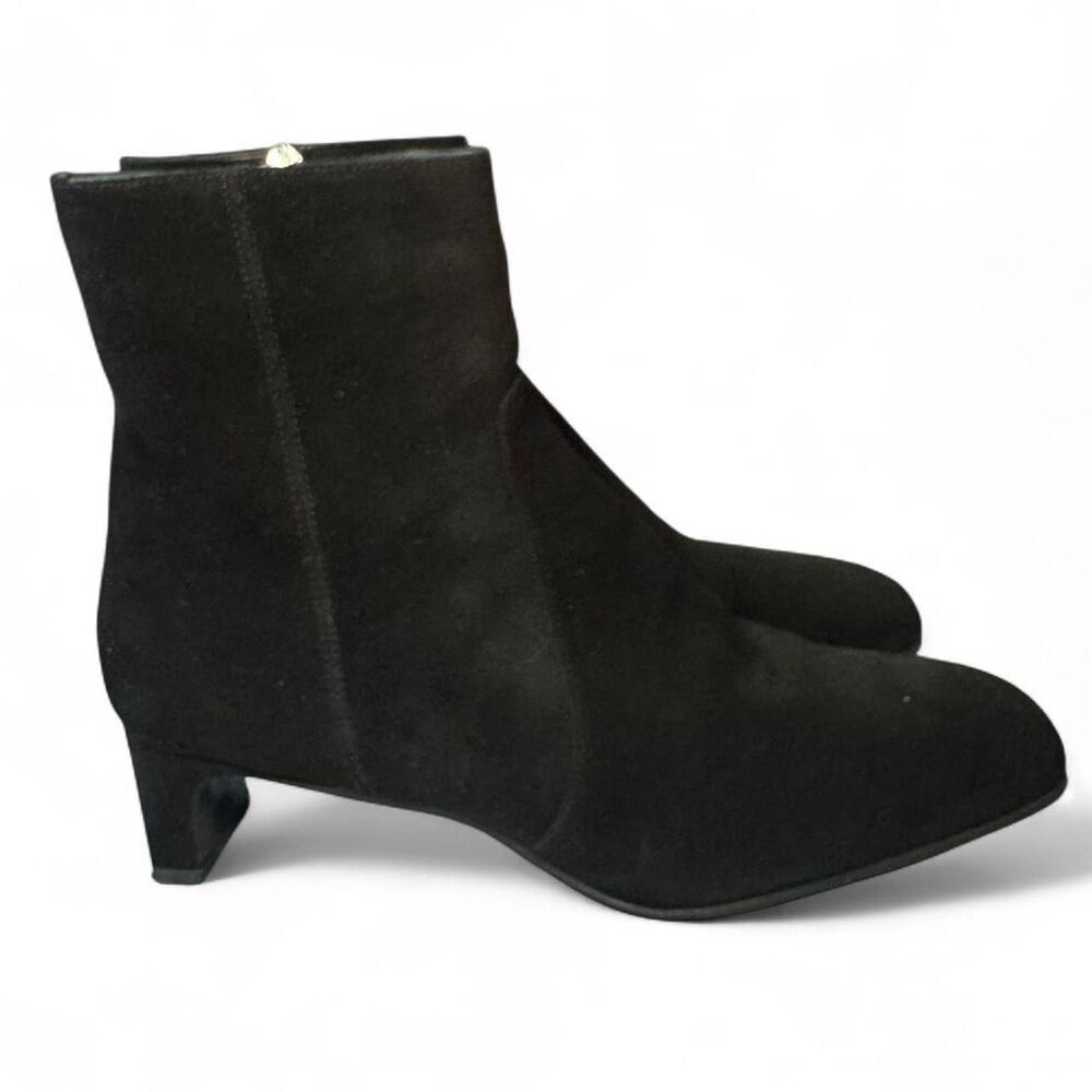 Aquatalia Siella Weatherproof Suede Ankle Boots Black Italy Size 9 Square Toe
